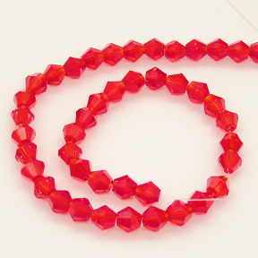 Normal Glass Beads,Bicone,Faceted,Dyed,Deep Red,6*6mm,Hole:0.8mm,about 45pcs/strand,about 10g/strand,10 strands/package,11",(27cm),XBG00178avja-L004