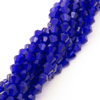 Normal Glass Beads,Bicone,Faceted,Dyed,Royal blue,6*6mm,Hole:0.8mm,about 43pcs/strand,about 10g/strand,10 strands/package,10",(26cm),XBG00181avja-L004