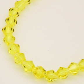 Normal Glass Beads,Bicone,Faceted,Dyed,Yellow,6*6mm,Hole:0.8mm,about 47pcs/strand,about 11g/strand,10 strands/package,11",(28cm),XBG00187avja-L004
