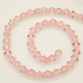 Normal Glass Beads,Bicone,Faceted,Dyed,Pink,6*6mm,Hole:0.8mm,about 47pcs/strand,about 9g/strand,10 strands/package,11",(29cm),XBG00190avja-L004