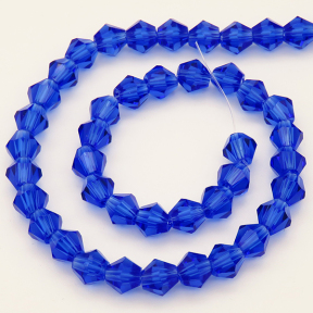 Normal Glass Beads,Bicone,Faceted,Dyed,Royal blue,6*6mm,Hole:0.8mm,about 45pcs/strand,about 10g/strand,10 strands/package,11",(28cm),XBG00196avja-L004