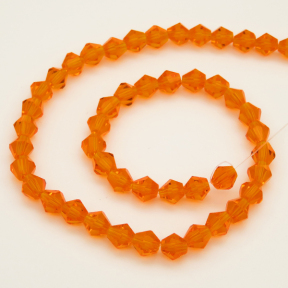 Normal Glass Beads,Bicone,Faceted,Dyed,Orange,6*6mm,Hole:0.8mm,about 47pcs/strand,about 10g/strand,10 strands/package,11",(29cm),XBG00199avja-L004