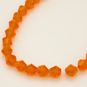 Normal Glass Beads,Bicone,Faceted,Dyed,Orange,6*6mm,Hole:0.8mm,about 47pcs/strand,about 10g/strand,10 strands/package,11",(29cm),XBG00199avja-L004