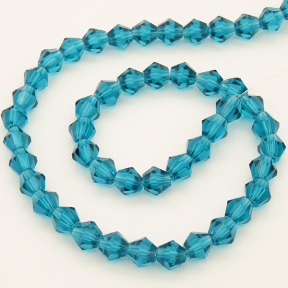 Normal Glass Beads,Bicone,Faceted,Dyed,Sea Blue,6*6mm,Hole:0.8mm,about 45pcs/strand,about 10g/strand,10 strands/package,11",(27cm),XBG00202avja-L004