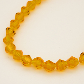 Normal Glass Beads,Bicone,Faceted,Dyed,Earth yellow,6*6mm,Hole:0.8mm,about 46pcs/strand,about 10g/strand,10 strands/package,11",(28cm),XBG00205avja-L004