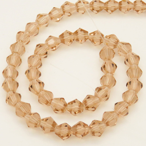 Normal Glass Beads,Bicone,Faceted,Dyed,Champagne,6*6mm,Hole:0.8mm,about 47pcs/strand,about 10g/strand,10 strands/package,11",(28cm),XBG00208avja-L004
