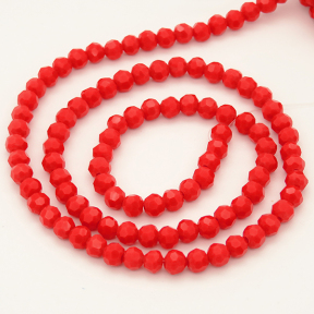 Imitation Jade Glass Beads,Round,Faceted,Dyed,Deep Red,4*4mm,Hole:0.8mm,about 90pcs/strand,about 7g/strand,10 strands/package,14",(36cm),XBG00217vaia-L004