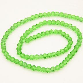 Normal Glass Beads,Round,Faceted,Dyed,Light Green,4*4mm,Hole:0.8mm,about 87pcs/strand,about 8g/strand,10 strands/package,14",(35cm),XBG00238vaia-L004
