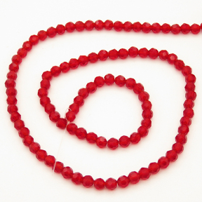 Normal Glass Beads,Round,Faceted,Dyed,Red,4*4mm,Hole:0.8mm,about 97pcs/strand,about 8g/strand,10 strands/package,15",(39cm),XBG00256vaia-L004