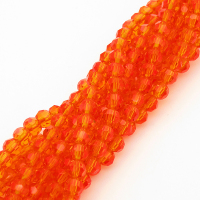 Normal Glass Beads,Round,Faceted,Dyed,Orange,4*4mm,Hole:0.8mm,about 90pcs/strand,about 8g/strand,10 strands/package,14",(36cm),XBG00262vaia-L004