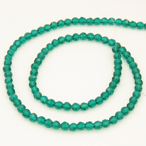 Normal Glass Beads,Round,Faceted,Dyed,Peacock green,4*4mm,Hole:0.8mm,about 92pcs/strand,about 7g/strand,10 strands/package,15",(37cm),XBG00265vaia-L004