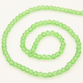 Normal Glass Beads,Round,Faceted,Dyed,Light Green,4*4mm,Hole:0.8mm,about 87pcs/strand,about 8g/strand,10 strands/package,14",(35cm),XBG00271vaia-L004