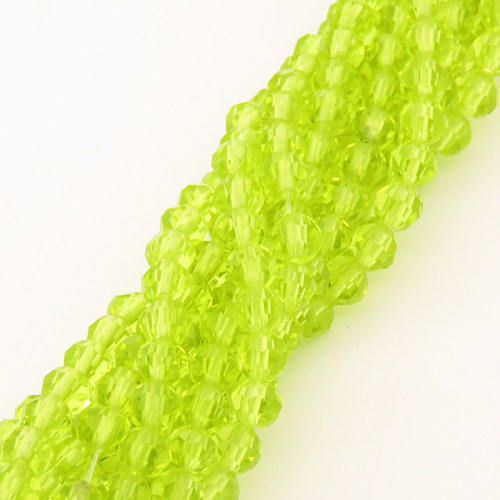 Normal Glass Beads,Round,Faceted,Dyed,Fluorescence Green,4*4mm,Hole:0.8mm,about 87pcs/strand,about 7g/strand,10 strands/package,14",(35cm),XBG00280vaia-L004