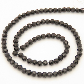 Normal Glass Beads,Round,Faceted,Dyed,Black,4*4mm,Hole:0.8mm,about 91pcs/strand,about 9g/strand,10 strands/package,14",(37cm),XBG00286vaia-L004