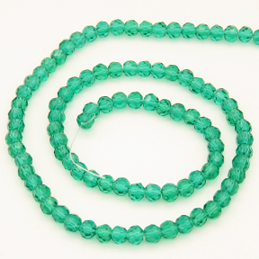 Normal Glass Beads,Round,Faceted,Dyed,Peacock green,4*4mm,Hole:0.8mm,about 85pcs/strand,about 8g/strand,10 strands/package,13",(34cm),XBG00292vaia-L004