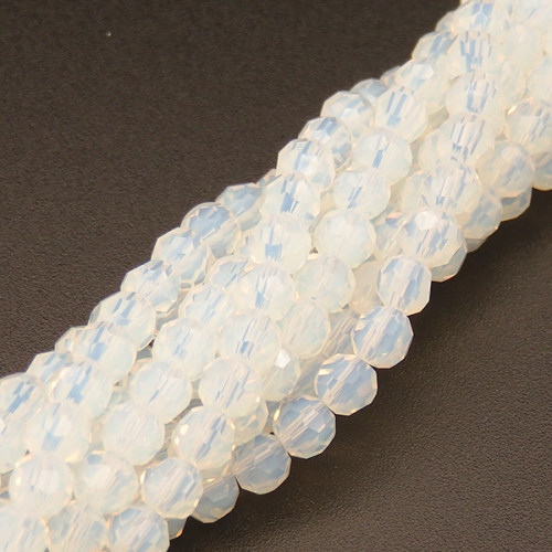 Imitation Jade Glass Beads,Round,Faceted,Dyed,Cream,4*4mm,Hole:0.8mm,about 88pcs/strand,about 7g/strand,10 strands/package,14",(35cm),XBG00295vaia-L004