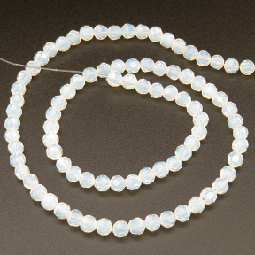 Imitation Jade Glass Beads,Round,Faceted,Dyed,Cream,4*4mm,Hole:0.8mm,about 88pcs/strand,about 7g/strand,10 strands/package,14",(35cm),XBG00295vaia-L004