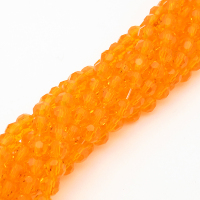 Normal Glass Beads,Round,Faceted,Dyed,Mid Orange,4*4mm,Hole:0.8mm,about 88pcs/strand,about 7g/strand,10 strands/package,14",(35cm),XBG00301vaia-L004