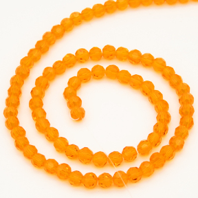 Normal Glass Beads,Round,Faceted,Dyed,Mid Orange,4*4mm,Hole:0.8mm,about 88pcs/strand,about 7g/strand,10 strands/package,14",(35cm),XBG00301vaia-L004