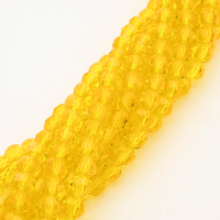 Normal Glass Beads,Round,Faceted,Dyed,Light Yellow,4*4mm,Hole:0.8mm,about 90pcs/strand,about 8g/strand,10 strands/package,14",(36cm),XBG00310vaia-L004