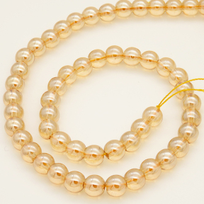Electroplate Glass Beads,Round,Electroplate,Amber Gold,10mm,Hole:1mm,about 37pcs/strand,about 54g/strand,10 strands/package,15",(38cm),XBG00313ablb-L004