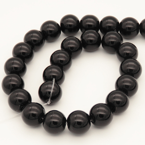 Normal Glass Beads,Round,Dyed,Black,14mm,Hole:1.5mm,about 22pcs/strand,about 85g/strand,10 strands/package,12",(32cm),XBG00317ablb-L004