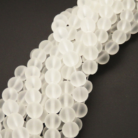 Frosted Glass Beads,Round,Frosted,White,10mm,Hole:0.8mm,about 41pcs/strand,about 49g/strand,10 strands/package,15",(37cm),XBG00321baka-L004