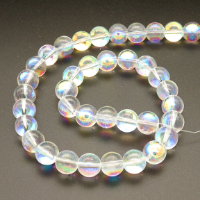Electroplate Glass Beads,Round,Electroplate,AB White,10mm,Hole:1mm,about 40pcs/strand,about 52g/strand,10 strands/package,14",(36cm),XBG00325ablb-L004