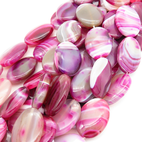 Natural Agate,Striped Agate,Egg shape,Dyed,Rose red,18*25*6mm,Hole:2mm,about 16pcs/strand,about 70g/strand,5 strands/package,16"(40cm),XBGB01674vila-L001
