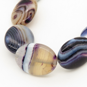 Natural Agate,Striped Agate,Egg shape,Dyed,Dark blue,15*20*5mm,Hole:2mm,about 20pcs/strand,about 50g/strand,5 strands/package,16"(40cm),XBGB01677aivb-L001