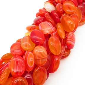 Natural Agate,Striped Agate,Egg shape,Dyed,Orange red,13*18*6mm,Hole:2mm,about 22pcs/strand,about 50g/strand,5 strands/package,16"(40cm),XBGB01680aivb-L001