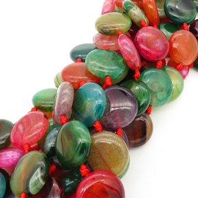 DX Natural Agate,Flat Round,Dyed,Mixed color,20*7mm,Hole:2mm,about 16pcs/strand,about 75g/strand,5 strands/package,15"(39cm),XBGB01686biib-L001