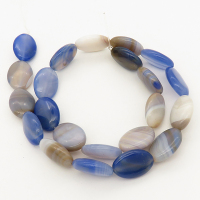 Natural Agate,DX Striped Agate,Egg shape,Dyed,Blue,13*17*5mm,Hole:1mm,about 22pcs/strand,about 45g/strand,5 strands/package,16"(40cm),XBGB01695vhov-L001