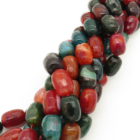 DX Natural Agate,Drum beads,Facted,Dyed,Mixed color,14*19mm,Hole:2mm,about 21pcs/strand,about 105g/strand,5 strands/package,15"(38cm),XBGB01704vhnv-L001