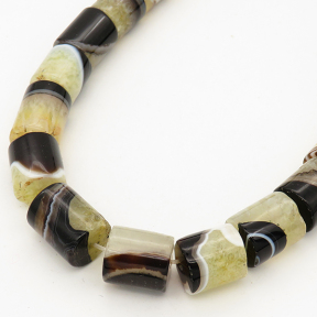 Natural Agate,Striped Agate,Column,Dyed,Yellow and black,12*14mm,Hole:1mm,about 27pcs/strand,about 110g/strand,5 strands/package,15"(39cm),XBGB01736vila-L001
