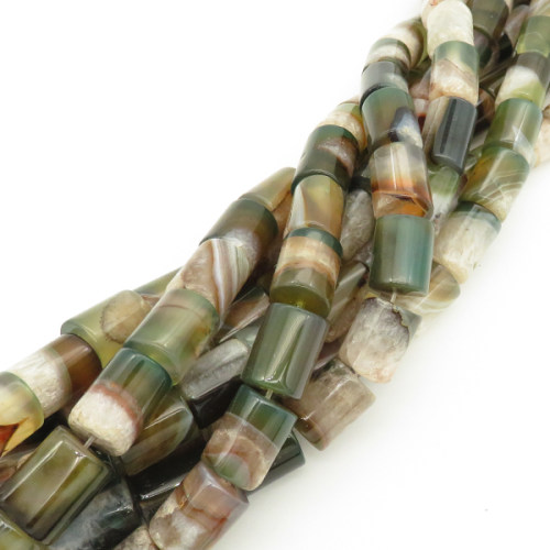 Natural Agate,Column,Dyed,Dark green,12*15mm,Hole:2mm,about 25pcs/strand,about 110g/strand,5 strands/package,15"(39cm),XBGB01740vila-L001