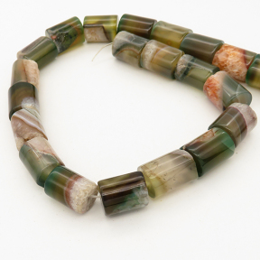 Natural Agate,Column,Dyed,Dark green,12*15mm,Hole:2mm,about 25pcs/strand,about 110g/strand,5 strands/package,15"(39cm),XBGB01740vila-L001