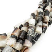 Natural Agate,Column,Dyed,White and black,13*21~15*24mm,Hole:2mm,about 18pcs/strand,about 170g/strand,5 strands/package,16"(40cm),XBGB01742ajvb-L001