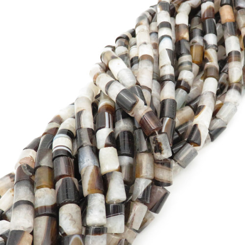 Natural Agate,Column,Dyed,White and black,10*13mm,Hole:1mm,about 29pcs/strand,about 85g/strand,5 strands/package,15"(39cm),XBGB01744aivb-L001