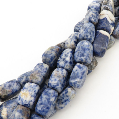 Natural Blue Spot Jasper,Cuboid,Blue and White,10*17mm,Hole:1mm,about 23pcs/strand,about 90g/strand,5 strands/package,16"(40cm),XBGB01767bhva-L001