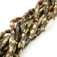 Natural Agate,Rice,Dyed,Dark brown,12*40mm,Hole:2mm,about 10pcs/strand,about 85g/strand,5 strands/package,16"(41cm),XBGB01779biib-L001