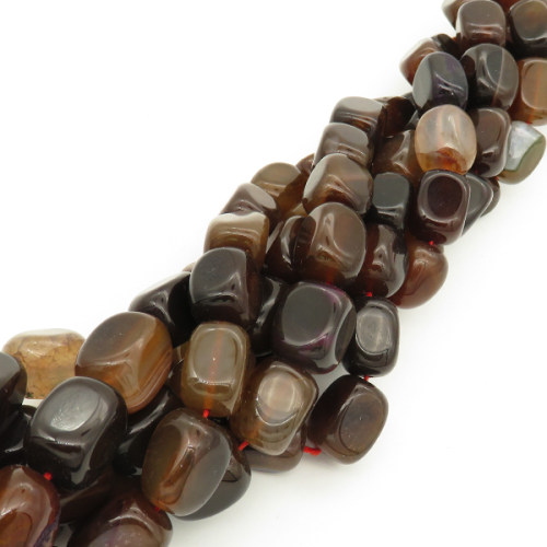 Natural Agate,Cuboid,Dyed,Dark brown,12*17mm,Hole:1mm,about 24pcs/strand,about 120g/strand,5 strands/package,16"(40cm),XBGB01781bhva-L001