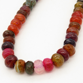 Natural Agate,Colorful Agate,Abacus beads,Facted,Dyed,Mixed color,5*8mm,Hole:1mm,about 74pcs/strand,about 40g/strand,5 strands/package,15"(38cm),XBGB01784ahlv-L001