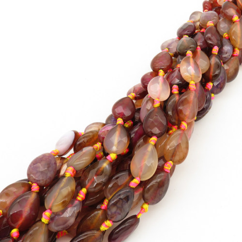 Natural Agate,Pear,Facted,Dyed,Wine red,10*15*6mm,Hole:1mm,about 23pcs/strand,about 30g/strand,5 strands/package,17"(43cm),XBGB01793vhov-L001