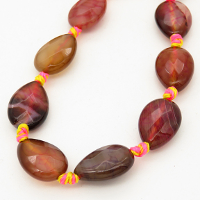 Natural Agate,Pear,Facted,Dyed,Wine red,10*15*6mm,Hole:1mm,about 23pcs/strand,about 30g/strand,5 strands/package,17"(43cm),XBGB01793vhov-L001