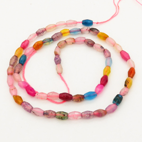 Natural Agate,Colorful Agate,Rice,Facted,Dyed,Mixed color,4*6mm,Hole:1mm,about 61pcs/strand,about 9g/strand,5 strands/package,15"(38cm),XBGB01802bhia-L001