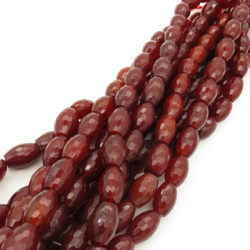 Natural Agate,Rice,Facted,Dyed,Purplish red,10*14mm,Hole:1mm,about 28pcs/strand,about 60g/strand,5 strands/package,16"(41cm),XBGB01808ahlv-L001