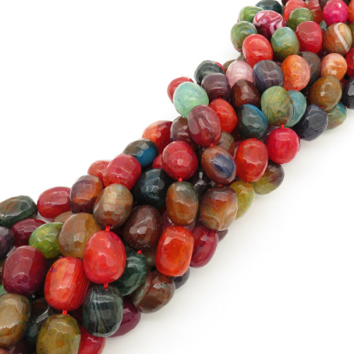 Natural Agate,Colorful Agate,Drum beads,Facted,Dyed,Mixed color,12*15mm,Hole:1mm,about 26pcs/strand,about 75g/strand,5 strands/package,15"(39cm),XBGB01811aivb-L001