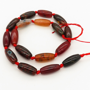 Natural Agate,Rice,Facted,Dyed,Purplish red,9*19mm,Hole:1mm,about 17pcs/strand,about 36g/strand,5 strands/package,15"(39cm),XBGB01814aivb-L001