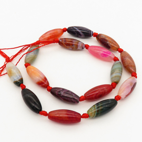 Natural Agate,Colorful Agate,Rice,Dyed,Mixed color,8*20mm,Hole:1mm,about 16pcs/strand,about 30g/strand,5 strands/package,15"(38cm),XBGB01820aivb-L001